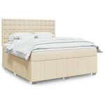 vidaXL Sommier à lattes de lit avec matelas Crème 180x200 cm Tissu