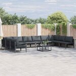 vidaXL Ensemble de canapé de jardin 10 Pièces Anthracite Acier
