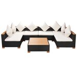 vidaXL Salon de jardin 7 Pièces avec coussins Résine tressée Noir