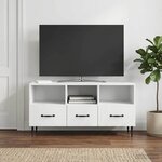 vidaXL Meuble TV Blanc 102 x 34 5 x 50 cm Bois d'ingénierie