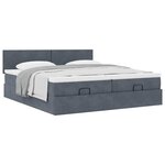 vidaXL Cadre de lit ottoman avec matelas gris foncé 200x200 cm velours