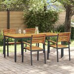 vidaXL Ensemble de salle à manger de jardin 5 pièces en bois massif et métal