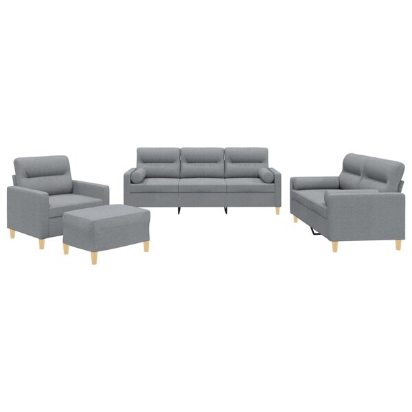 vidaXL Ensemble de canapés 4 Pièces coussins gris clair tissu