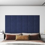 vidaXL Panneaux muraux 12 Pièces Bleu 30x30 cm Tissu 1 08 m²
