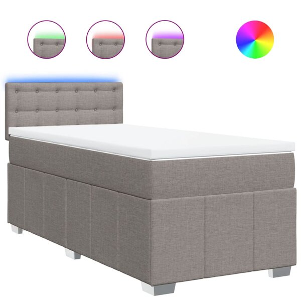 vidaXL Sommier à lattes de lit avec matelas Taupe 90x200 cm Tissu