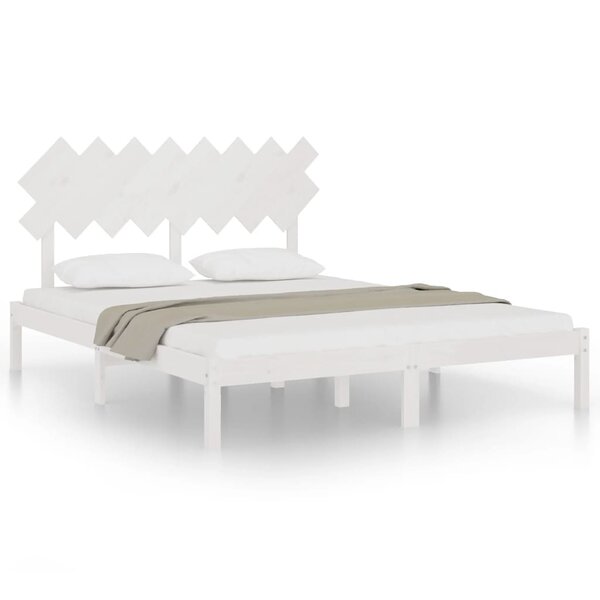 vidaXL Cadre de lit sans matelas blanc 160x200 cm bois massif