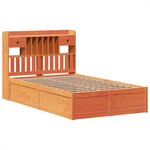 vidaXL Cadre de lit sans matelas cire marron 135x190cm bois pin massif