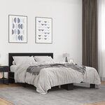 vidaXL Cadre de lit noir 140x190 cm bois d'ingénierie et métal
