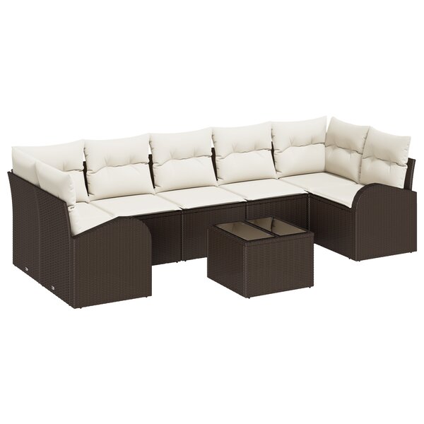 vidaXL Ensemble de canapés de jardin 8 pièces avec coussins Marron Rattan synthétique