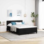 vidaXL Lit à ressorts avec matelas avec LED Noir 160 x 200 cm tissu