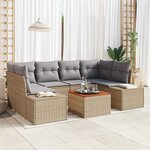 vidaXL Ensemble de canapé de jardin 7 Pièces Beige Poly rotin