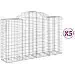 vidaXL Paniers à gabions arqués 5 Pièces 200x50x120/140 cm Fer galvanisé
