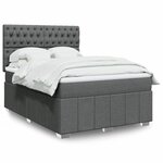 vidaXL Sommier à lattes de lit avec matelas Gris foncé 140x190cm Tissu