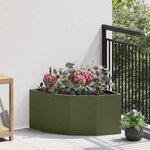 vidaXL Jardinière d'Angle Vert olive 60 x 60 x 35 cm Acier