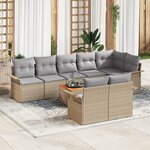 vidaXL Ensemble de canapés de jardin 9 pièces avec coussins Beige Poly Rotin Acacia