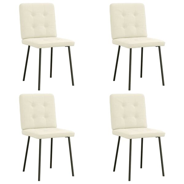 vidaXL Chaises à manger lot de 4 Crème Velours