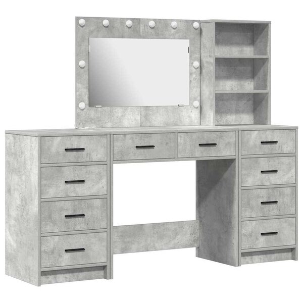 vidaXL Table de Toilette 3 Pièces Gris 40 x 41 x 135 cm Bois d'ingénierie