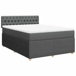 vidaXL Sommier à lattes de lit avec matelas Gris foncé 140x190cm Tissu