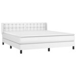 vidaXL Sommier à lattes de lit avec matelas Blanc 180x200cm Similicuir