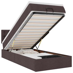 vidaXL Lit ottoman avec matelas marron foncé 100x200 cm tissu