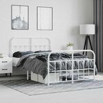 vidaXL Cadre de lit métal sans matelas et pied de lit blanc 120x190 cm