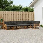 vidaXL Ensemble de canapés d'extérieur 6 Pièces Naturel et noir