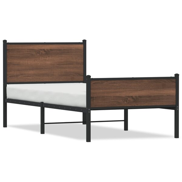 vidaXL Cadre de lit en métal sans matelas chêne marron 75x190 cm