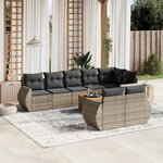 vidaXL Salon de jardin 9 Pièces avec coussins gris résine tressée