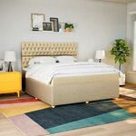 vidaXL Sommier à lattes de lit avec matelas Crème 180x200 cm Tissu
