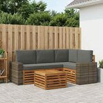 vidaXL Ensemble de canapés d'extérieur 5 Pièces Naturel et Anthracite