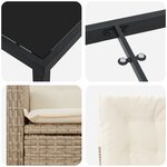 vidaXL Set de salle à manger de jardin 3 pièces avec coussins beige rattan poly