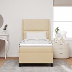 Lit à ressorts avec matelas vidaXL crème 100x200 cm en tissu