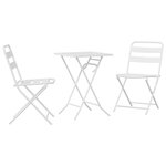 vidaXL Ensemble de bistro pliant 3 pièces – Table carrée blanche en acier