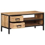 vidaXL Meuble TV 90x35x40 cm bois massif de manguier brut