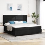 vidaXL Lit à ressorts avec matelas et LED noir 200 x 200 cm en tissu