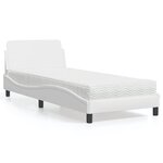 vidaXL Lit avec matelas blanc 90x190 cm similicuir