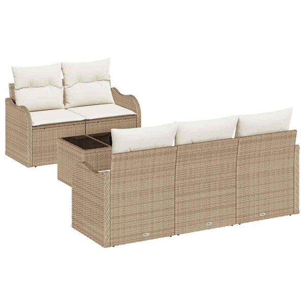 vidaXL Ensemble de canapé de jardin avec coussin 6 Pièces Beige et crème