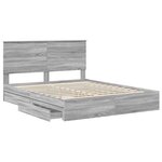 vidaXL Lit de Rangement Gris Sonoma 160 x 200 cm Bois d'ingénierie
