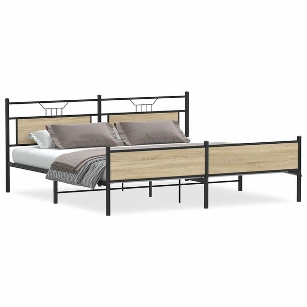 vidaXL Cadre de lit en métal sans matelas chêne sonoma 193x203 cm