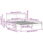 vidaXL Cadre de lit avec tête de lit Brun cire 140 x 200 cm Pin massif