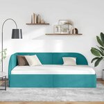 vidaXL Cadre de lit d'angle Turquoise 100 x 200 cm Velours