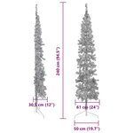 vidaXL Demi sapin de Noël artificiel mince avec support Argenté 240 cm