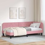 vidaXL Cadre de lit d'angle avec tête de lit Rose 90 x 190 cm Velours