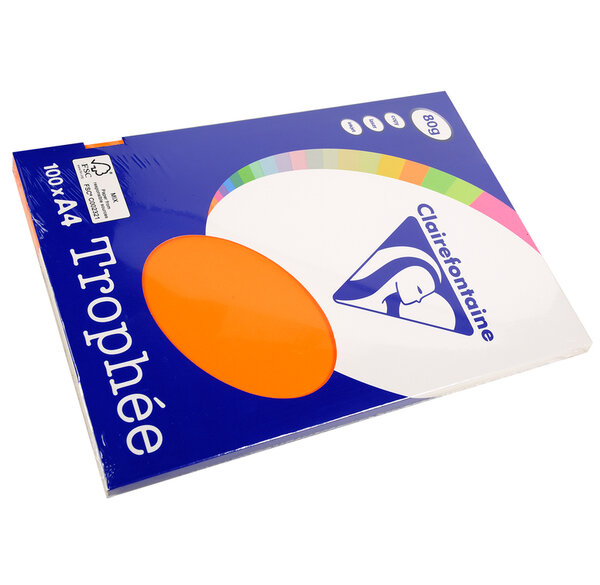 Ramette 100 Feuilles Papier 80g A4 210x297 mm orange vif TROPHÉE