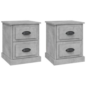 vidaXL Tables de chevet 2 Pièces gris béton 39x39x47 5 cm bois ingénierie