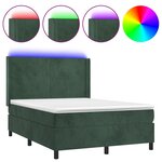 vidaXL Sommier à lattes de lit matelas et LED Vert foncé 140x200 cm