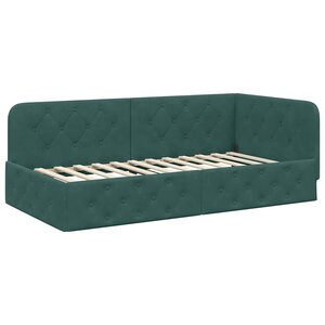 vidaXL Cadre de lit d'angle Vert foncé 100 x 200 cm Velours
