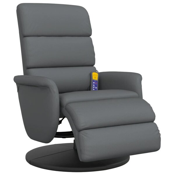 vidaXL Fauteuil inclinable de massage repose-pieds gris similicuir
