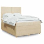 vidaXL Sommier à lattes de lit avec matelas Crème 160x200 cm Tissu