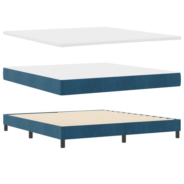 Lit box spring vidaXL avec matelas bleu foncé 180x200 cm en velours